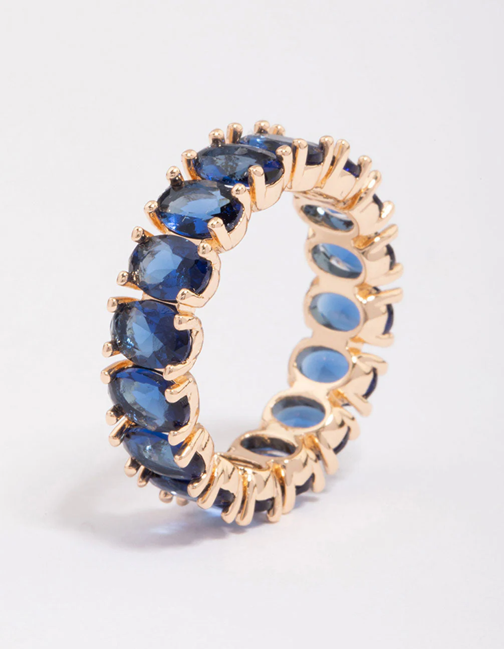 Gold Oval Stone Band Ring - Image 2