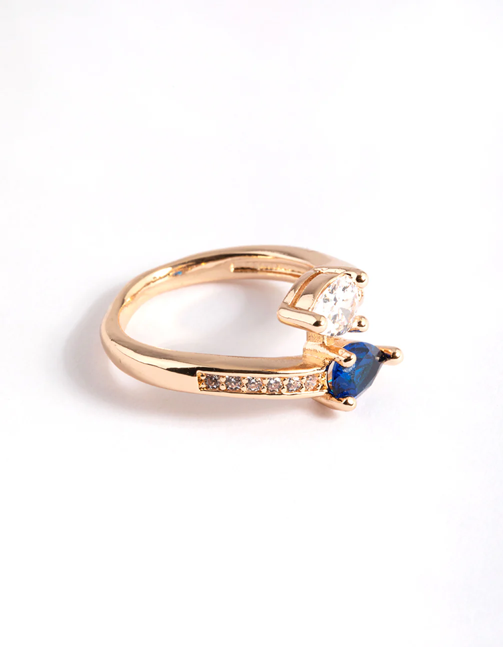 Gold Pear Cross Over Ring - Image 2