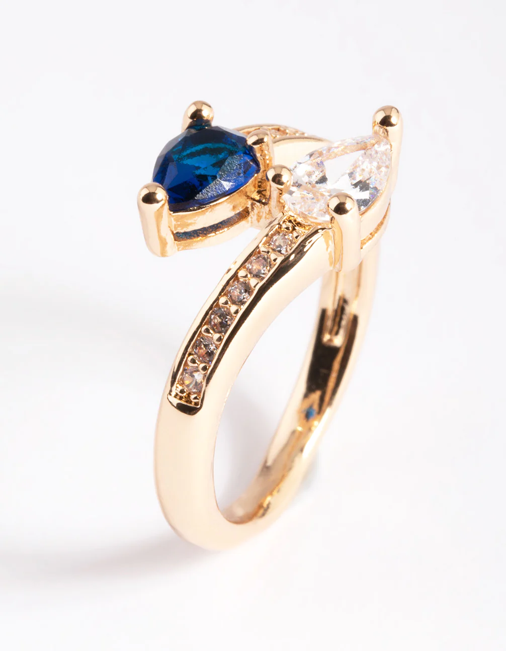 Gold Pear Cross Over Ring - Image 3