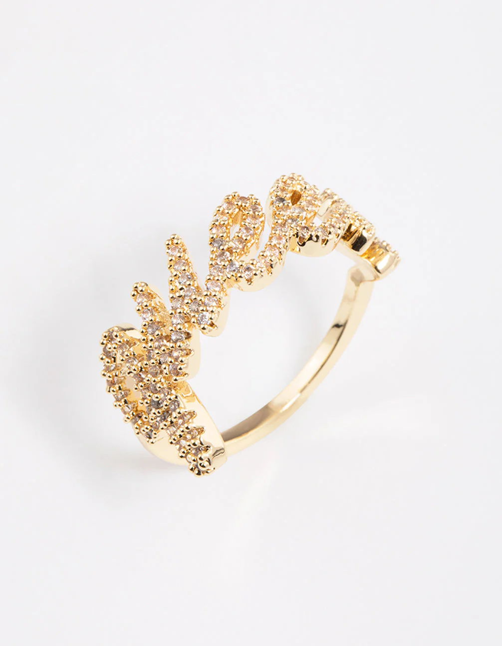 Gold Plated Queen Script Ring - Image 2