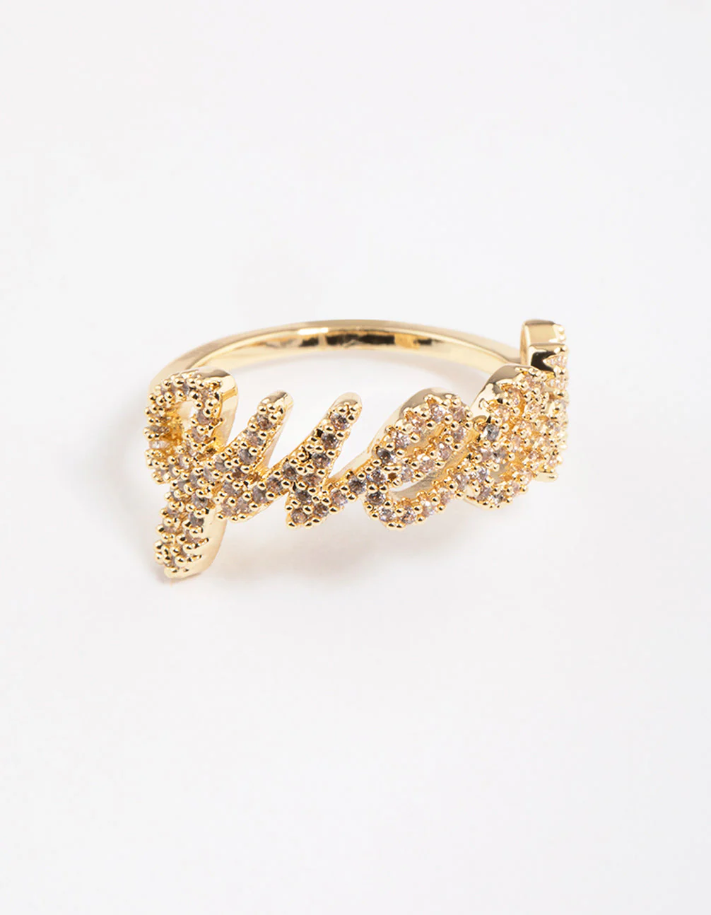 Gold Plated Queen Script Ring - Image 3