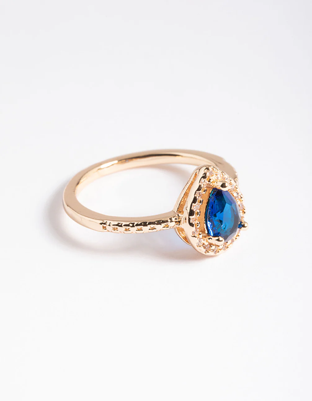 Gold Small Halo Pear Ring - Image 2