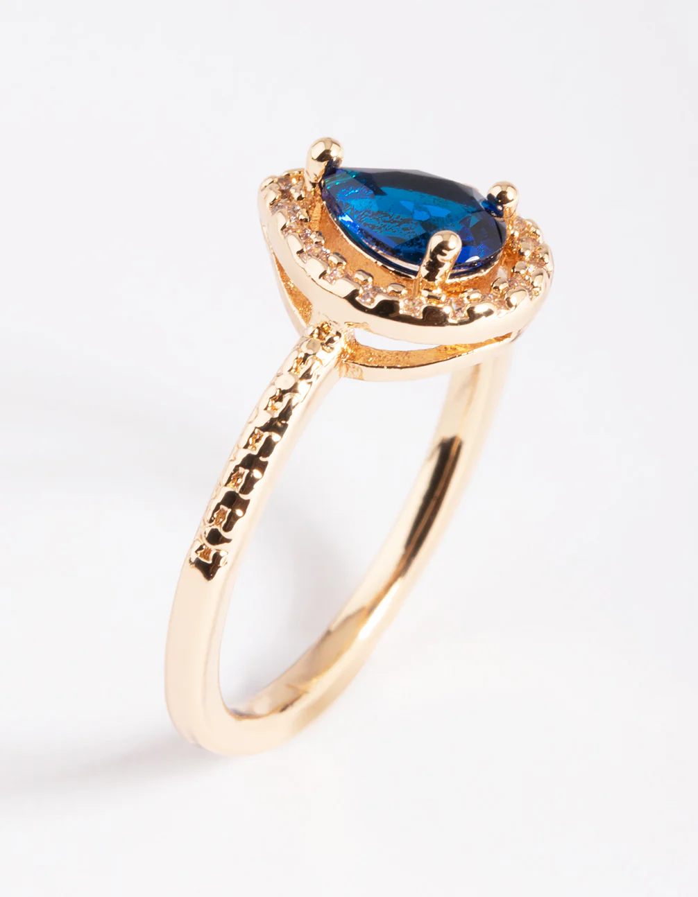 Gold Small Halo Pear Ring - Image 3