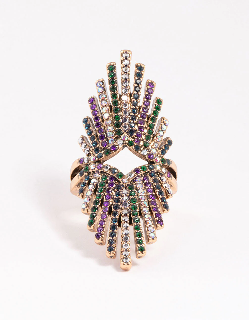 Gold Statement Spray Diamante Ring - Image 3