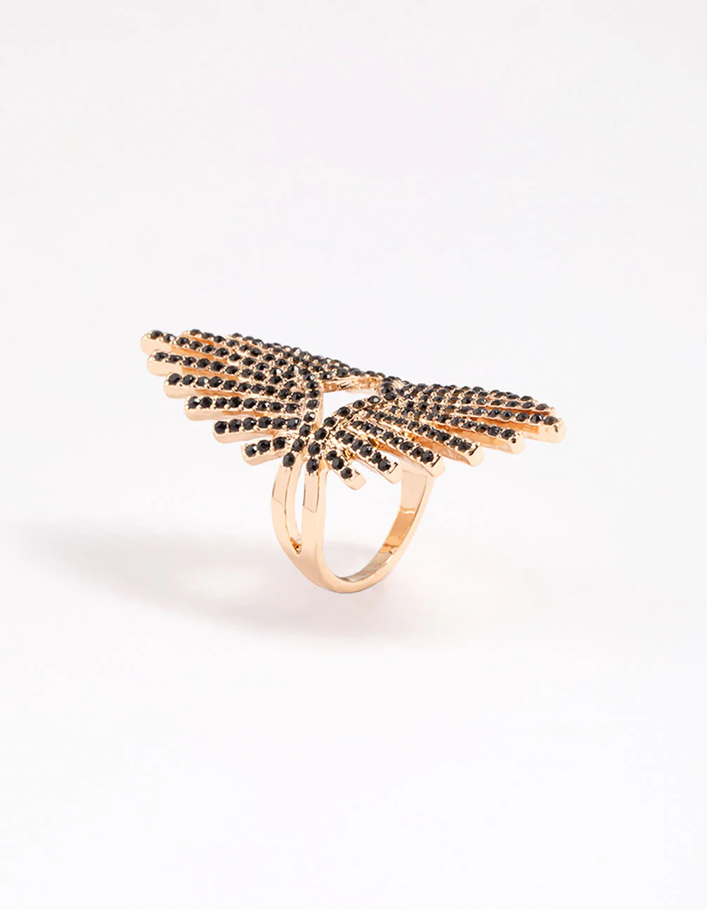Black Statement Spray Diamante Ring - Image 2