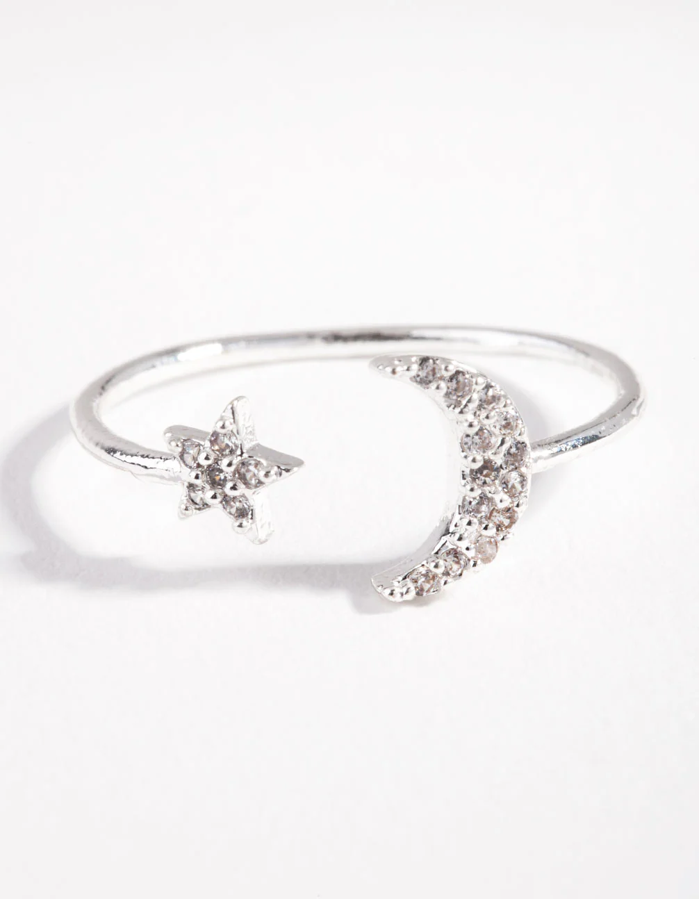 Silver Cubic Zirconia Moon & Star Ring - Image 2