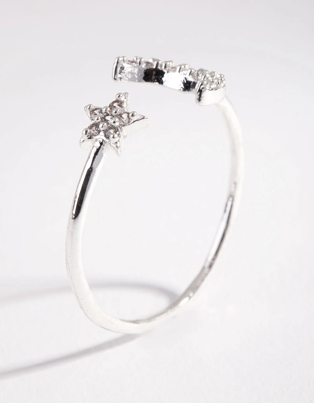 Silver Cubic Zirconia Moon & Star Ring - Image 3