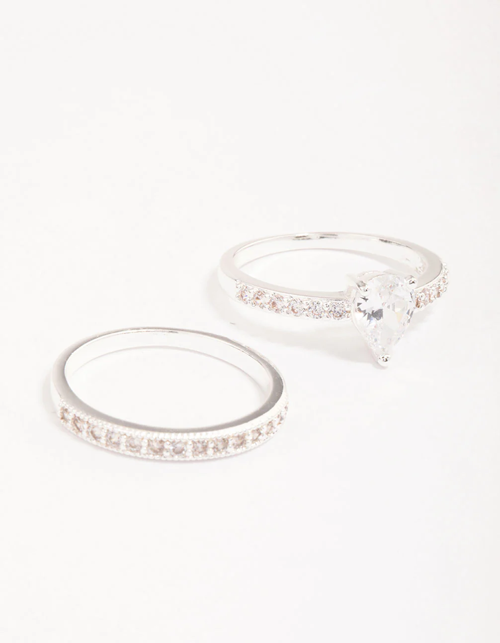 Silver Plated Cubic Zirconia Teardrop Stone Ring Pack - Image 2
