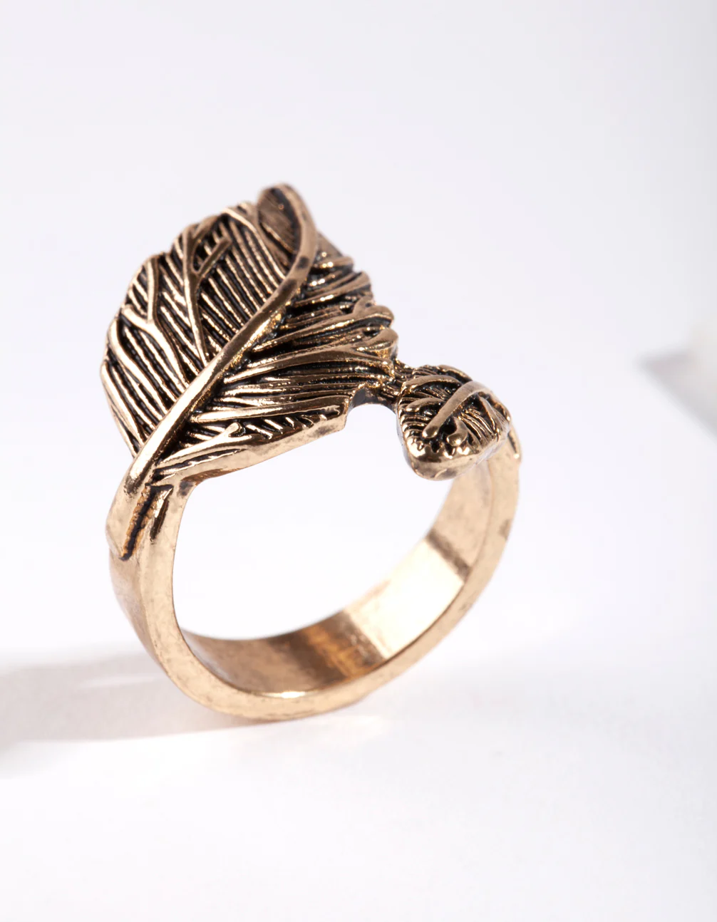 Antique Gold Large & Small Leaf Wrap Ring - Image 2