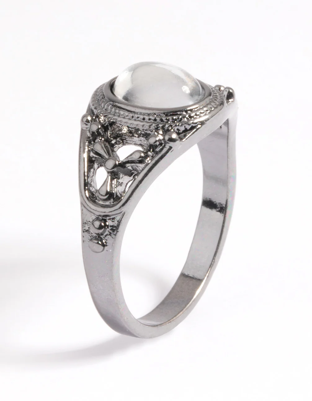 Gunmetal Vintage Stone Ring - Image 3