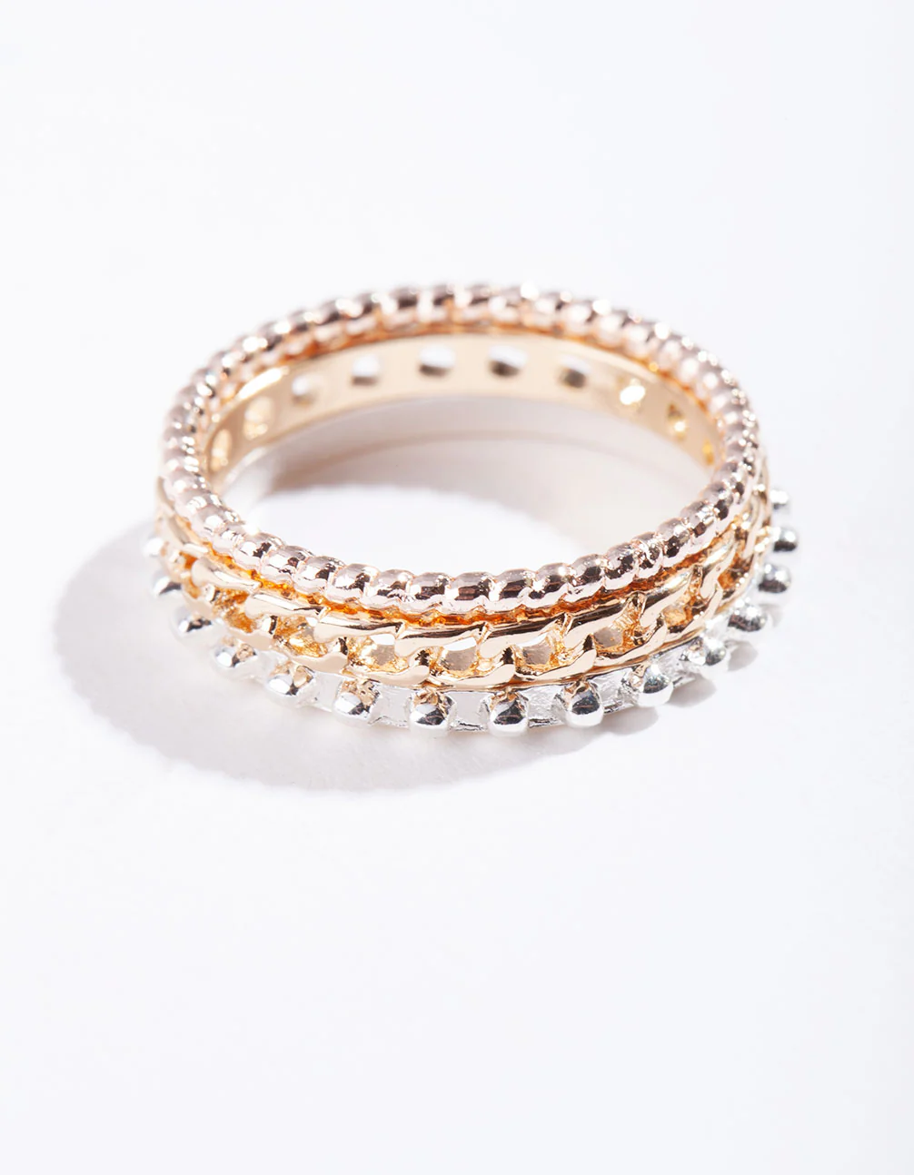 Mixed Metal Chain Ring Stack - Image 4