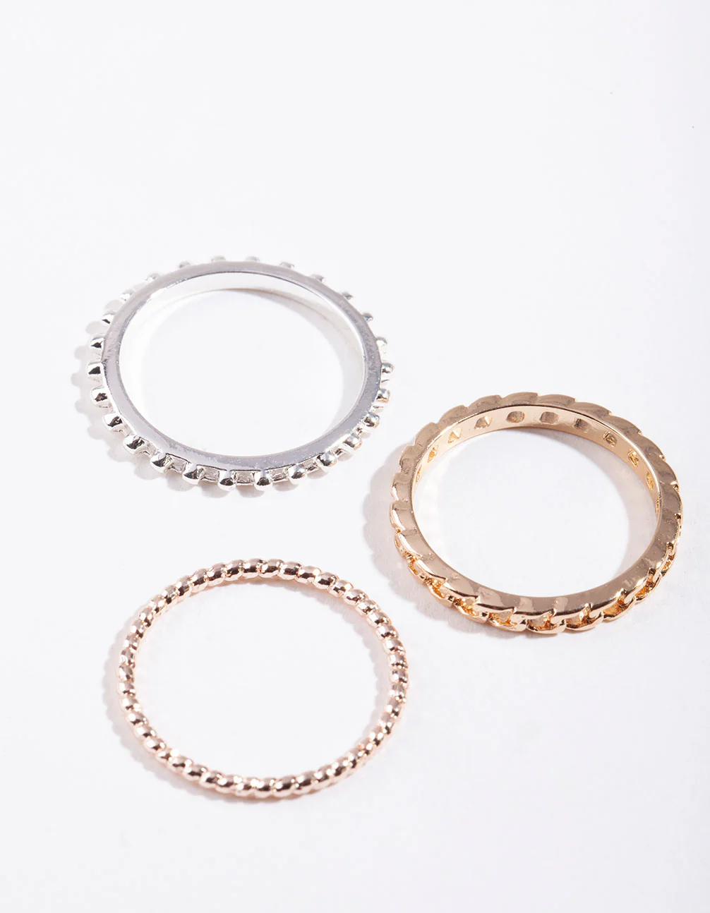 Mixed Metal Chain Ring Stack - Image 5