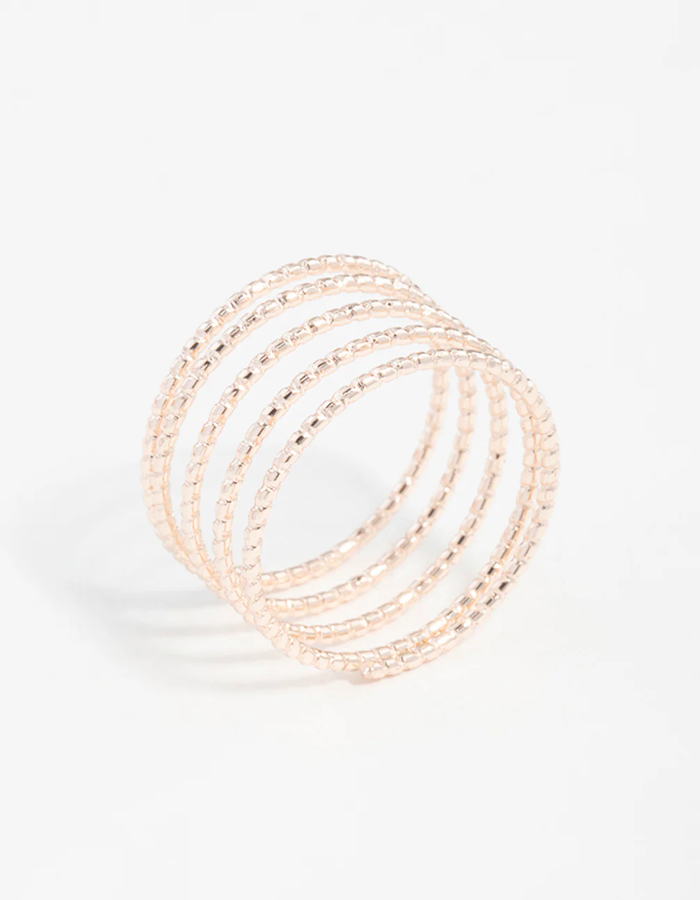 Rose Gold Diamond Cut Spiral Ring - Image 2