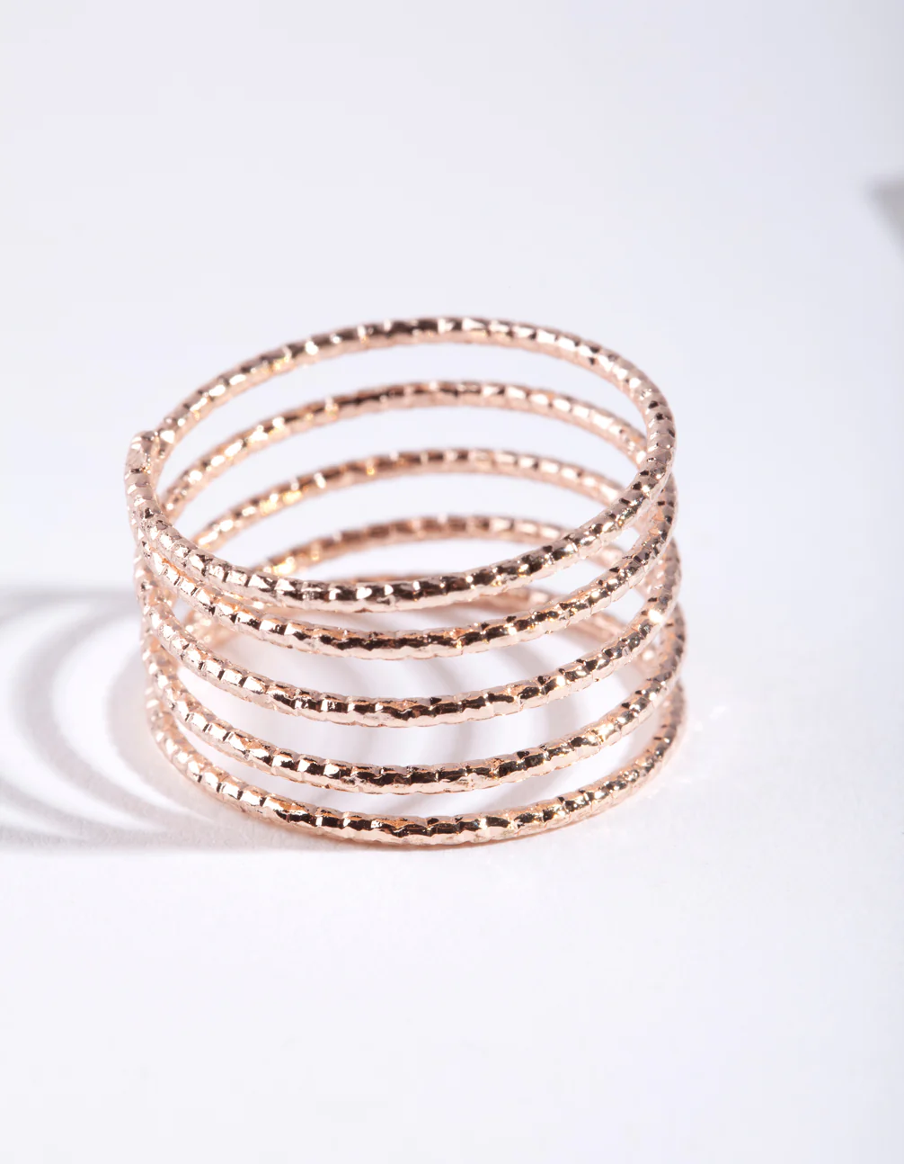 Rose Gold Diamond Cut Spiral Ring - Image 3