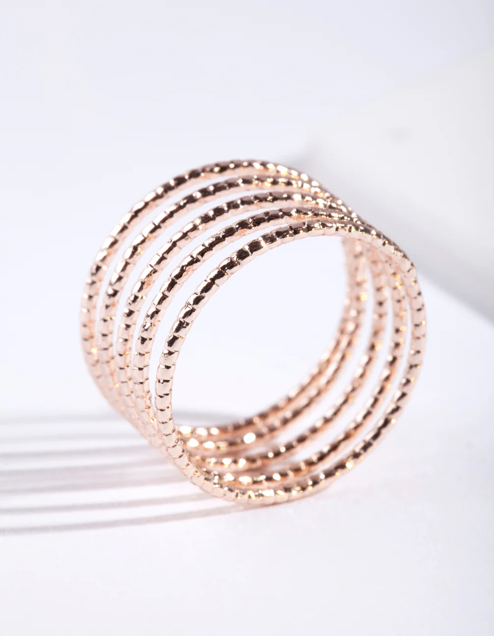 Rose Gold Diamond Cut Spiral Ring - Image 4