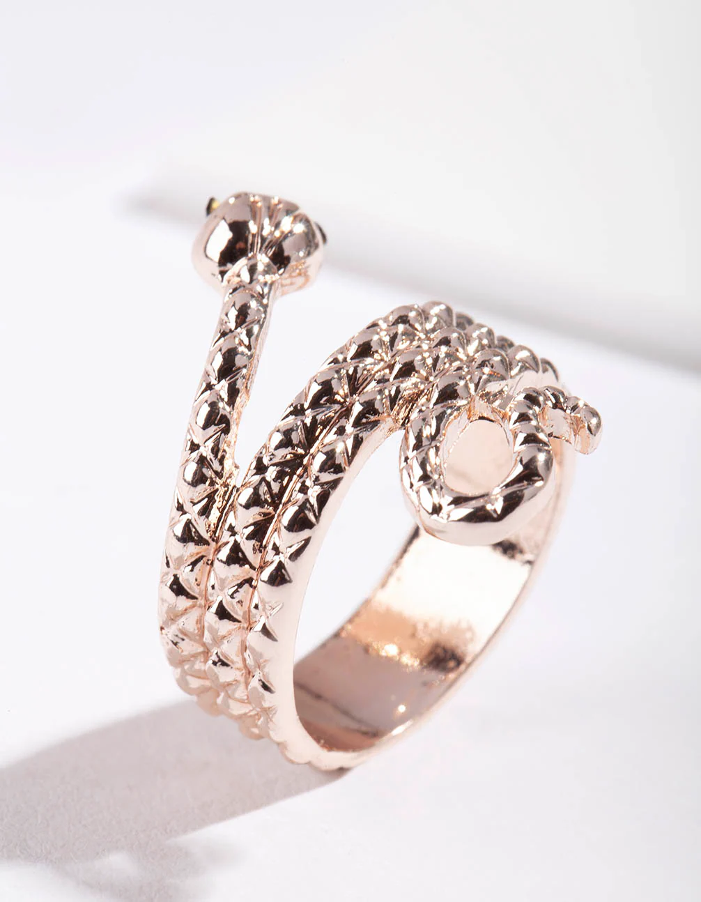 Rose Gold Etched Snake Ring - Image 2
