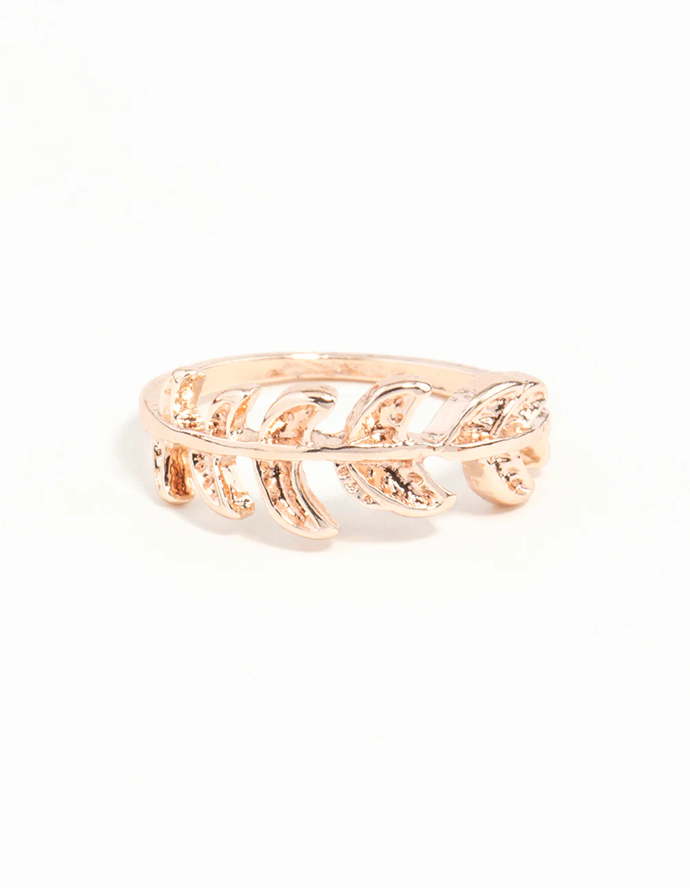 Rose Gold Leaf Band Ring - Image 3