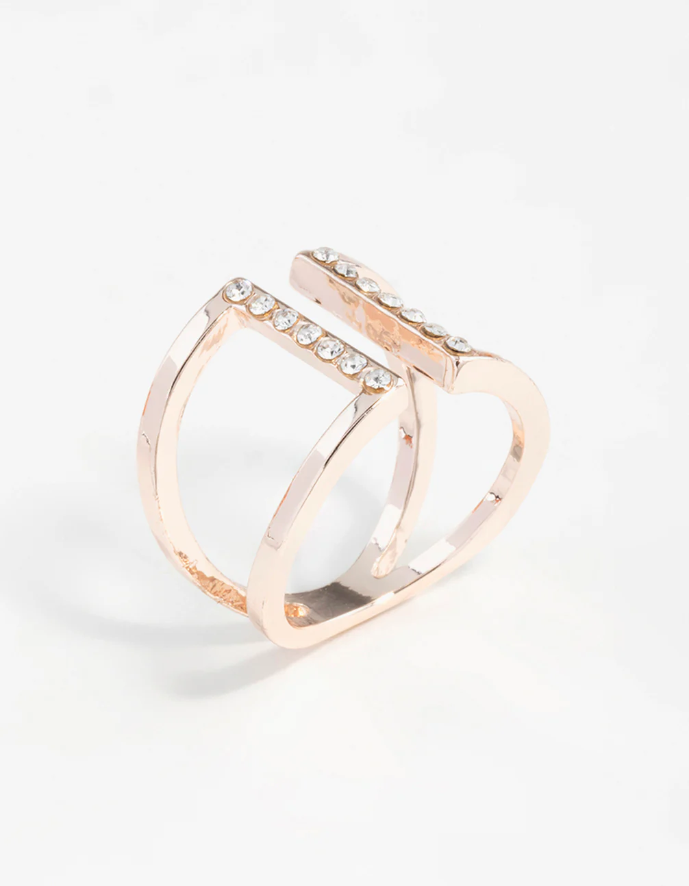 Rose Gold Open Diamante Ring - Image 2