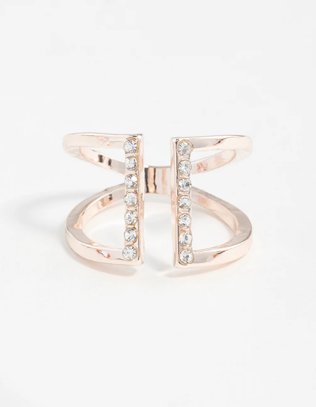 Rose Gold Open Diamante Ring - Image 3