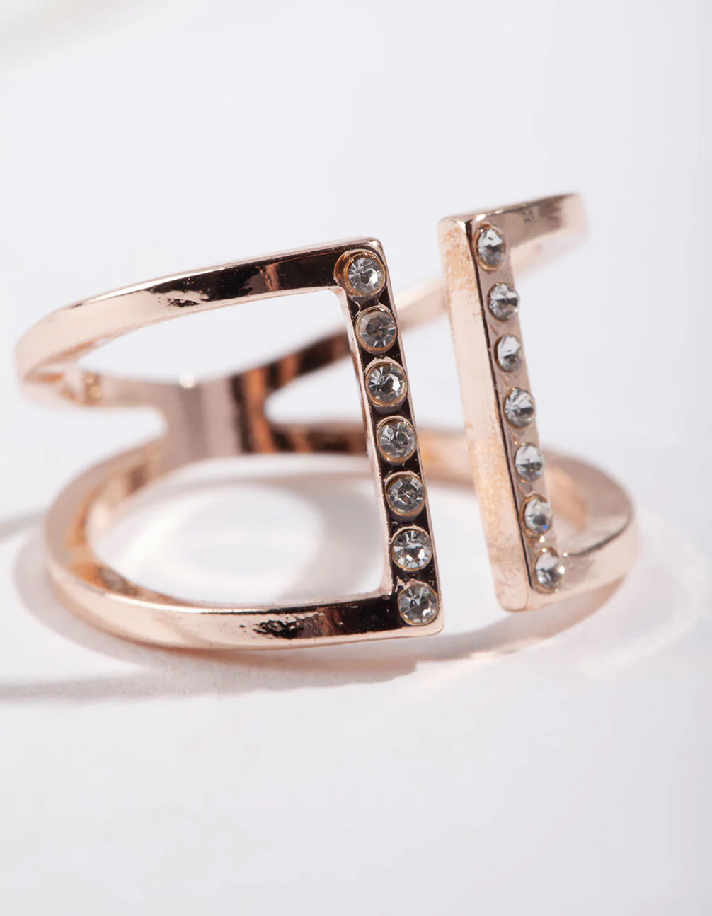 Rose Gold Open Diamante Ring - Image 4