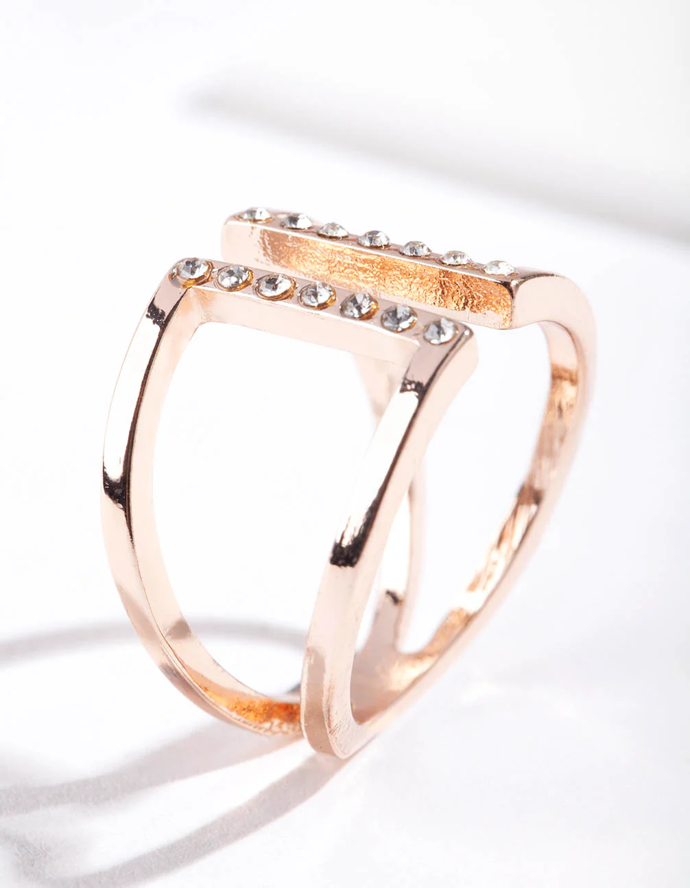 Rose Gold Open Diamante Ring - Image 5