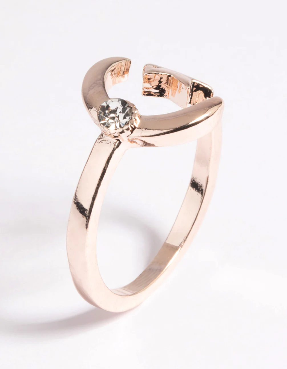 Rose Gold Open Moon Star Ring - Image 3