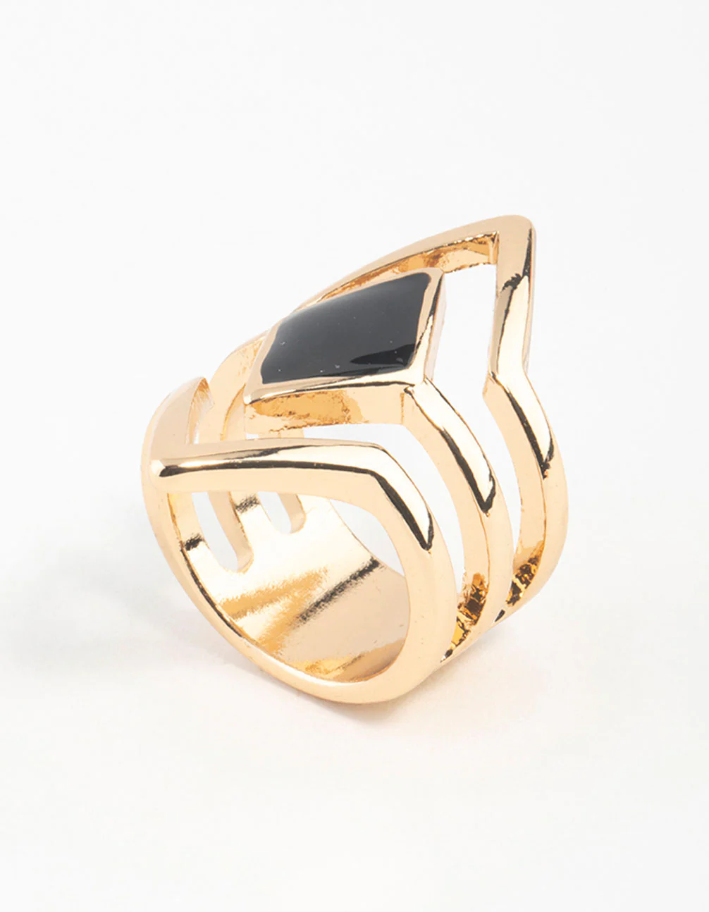 Gold Diamond Shape Ring - Image 2