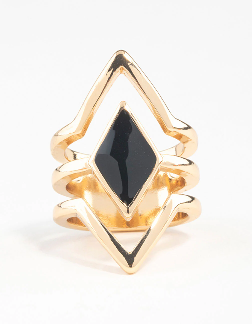 Gold Diamond Shape Ring - Image 3