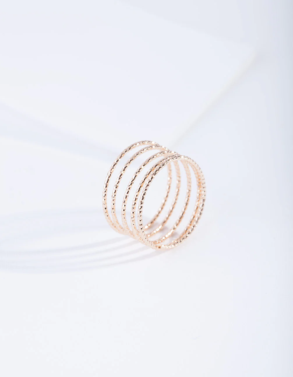 Gold Diamond Cut Spiral Ring - Image 2