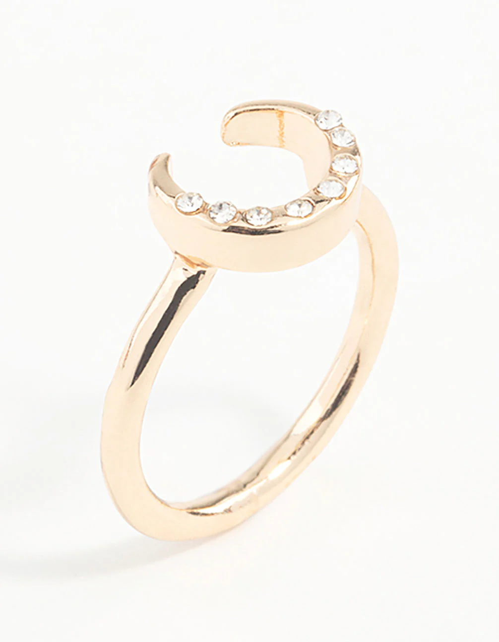 Gold Horseshoe Diamante Ring - Image 2
