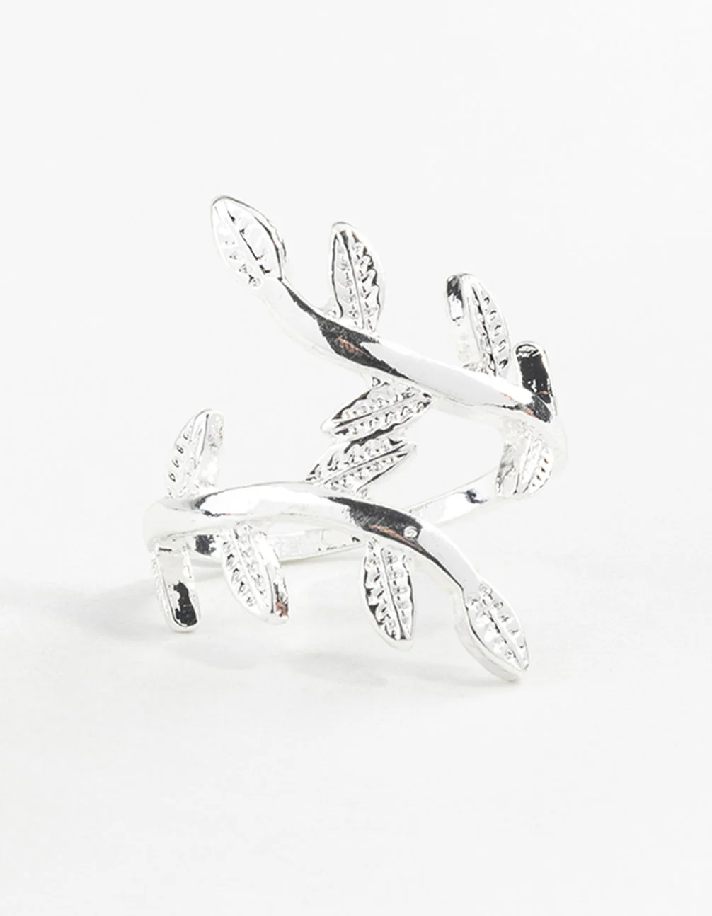 Silver Leaf Double Band Ring - Image 3