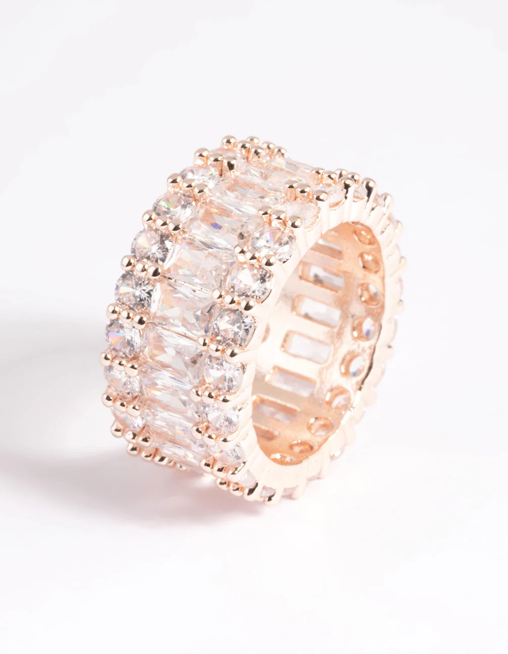 Rose Gold Cubic Zirconia Baguette Ring - Image 3