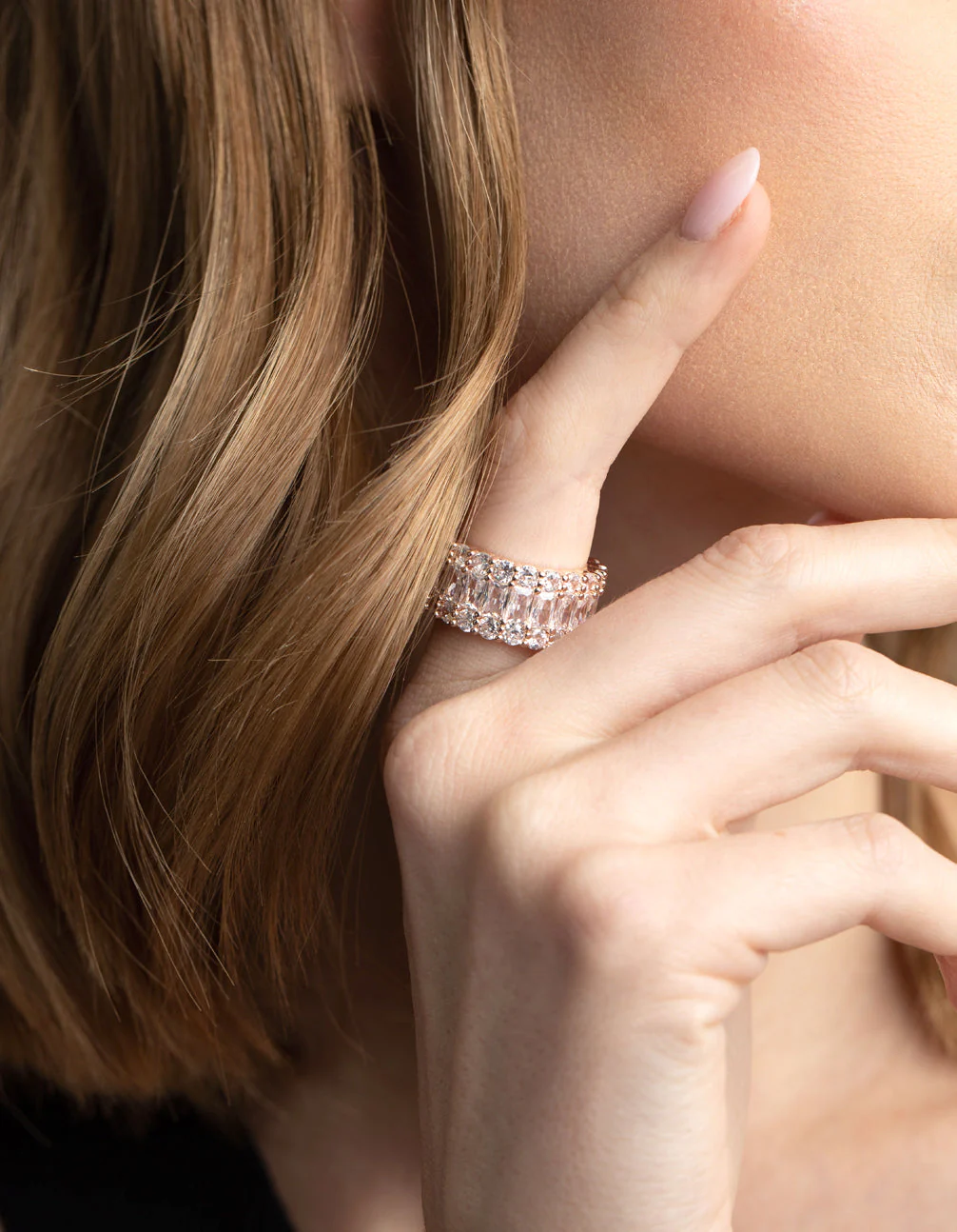 Rose Gold Cubic Zirconia Baguette Ring - Image 4