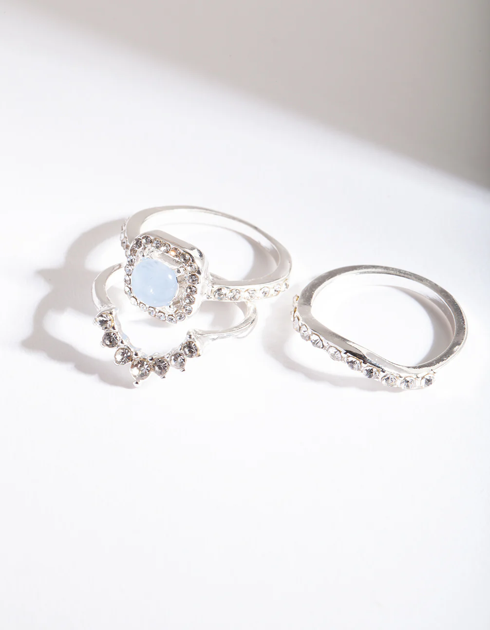 Silver Blue Stone Engagement Ring Stack - Image 4