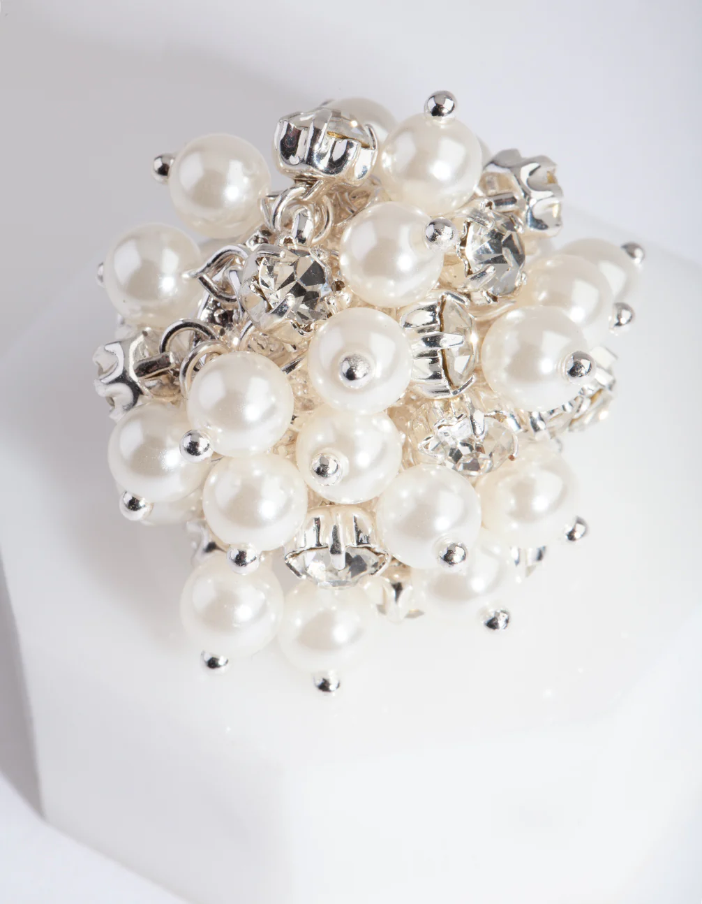 Rhodium Large Beaded Ring - Image 2