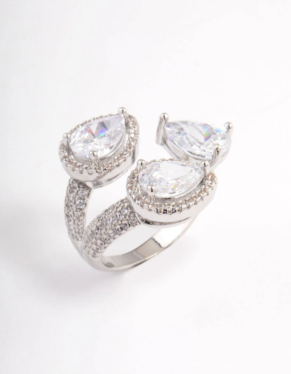 Rhodium Luxe Pear Ring - Image 2