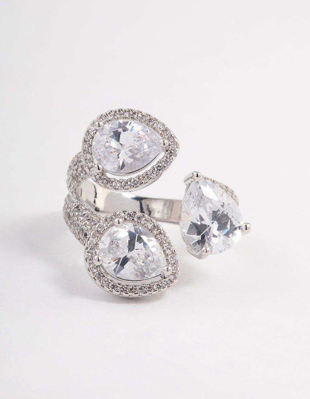 Rhodium Luxe Pear Ring - Image 3
