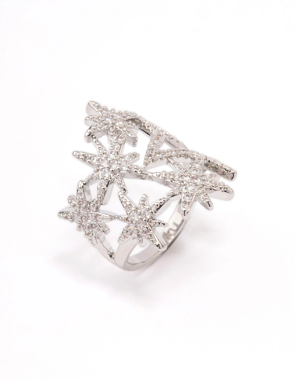 Silver Multi Star Cubic Zirconia Cocktail Ring - Image 2