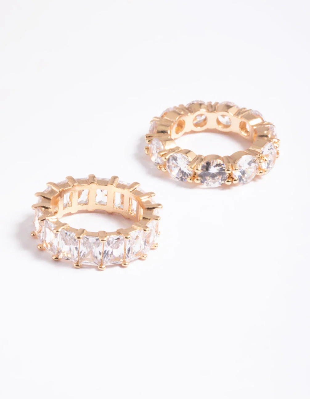 Gold Cubic Zirconia Statement Double Stack Ring - Image 4