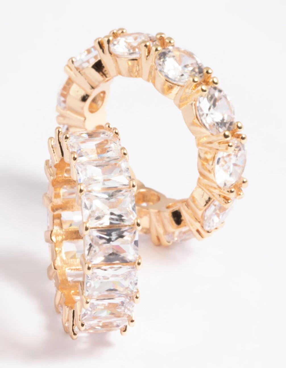 Gold Cubic Zirconia Statement Double Stack Ring - Image 5