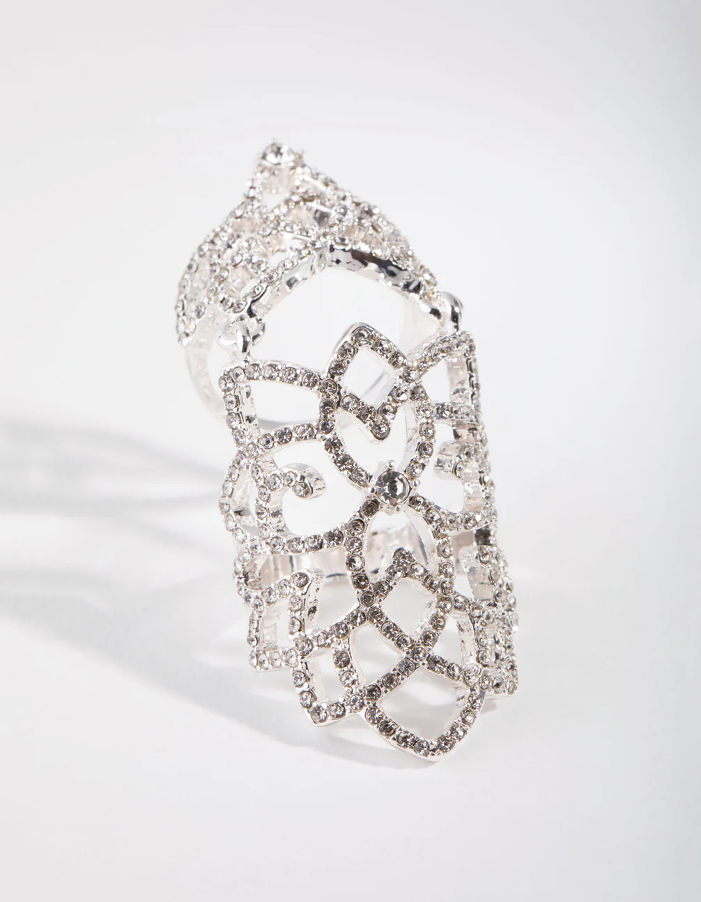 Silver Crystal Hinge Statement Ring - Image 2