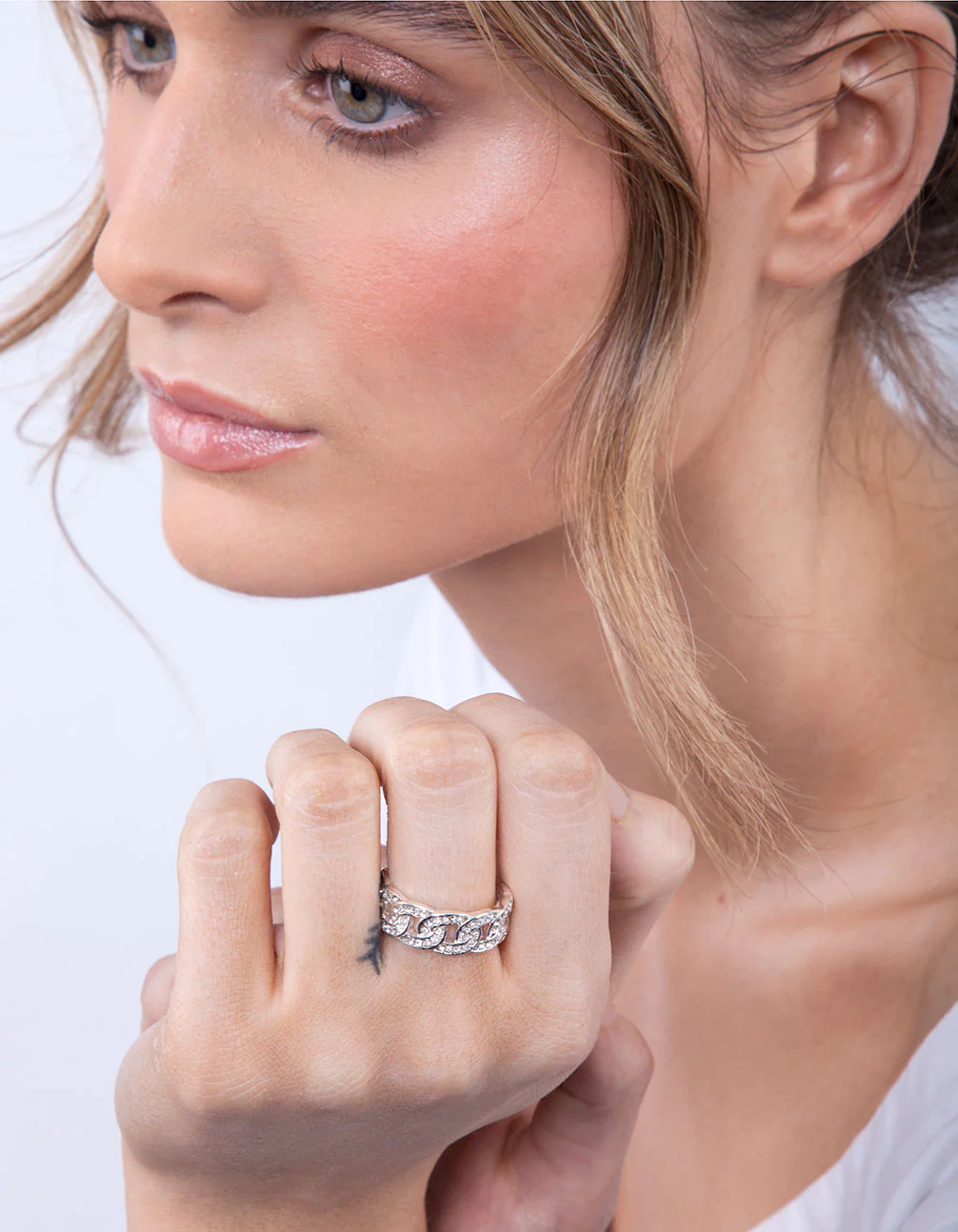 Silver Diamante Chain Ring - Image 2
