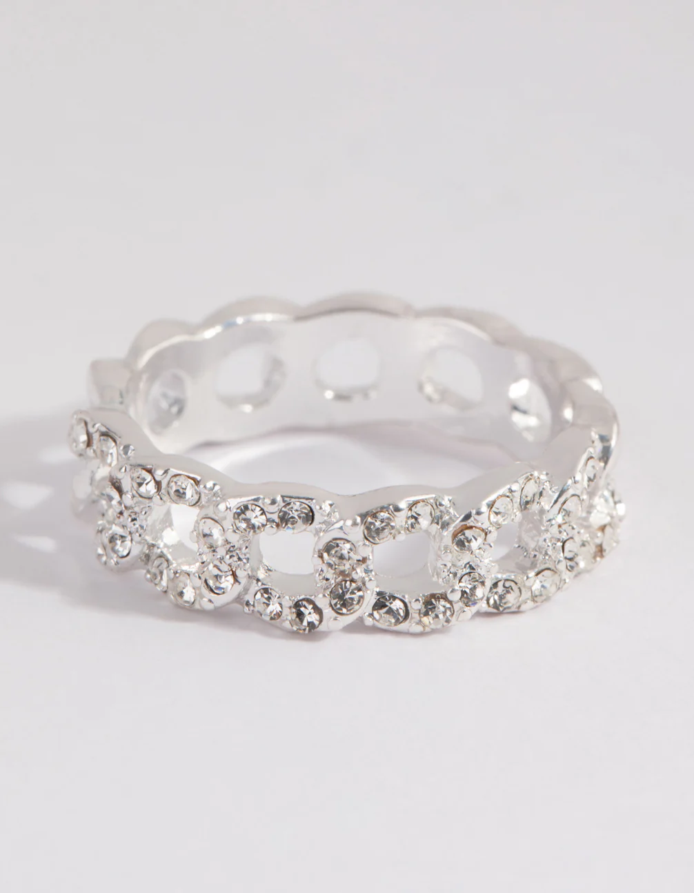 Silver Diamante Link Ring - Image 2