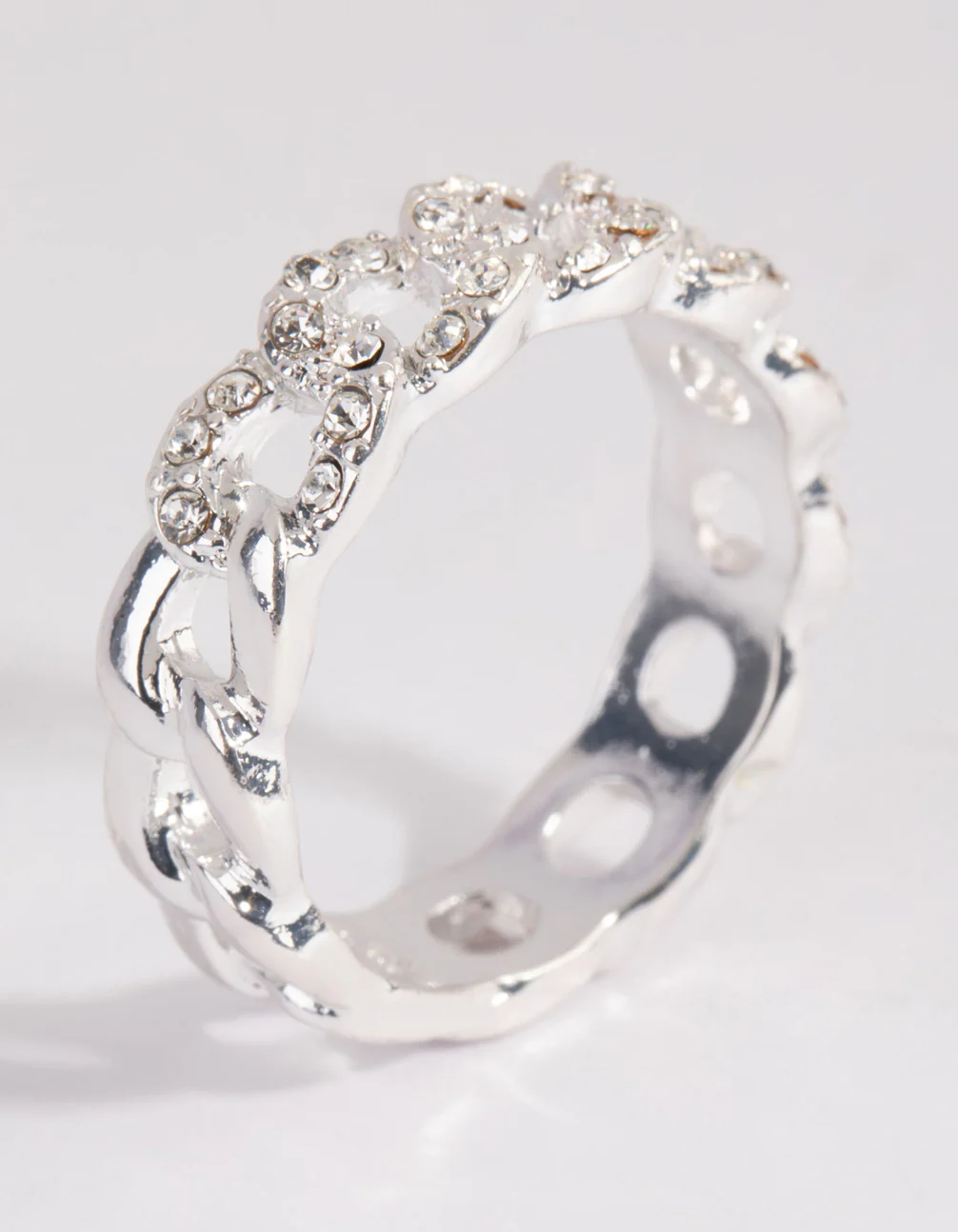 Silver Diamante Link Ring - Image 3