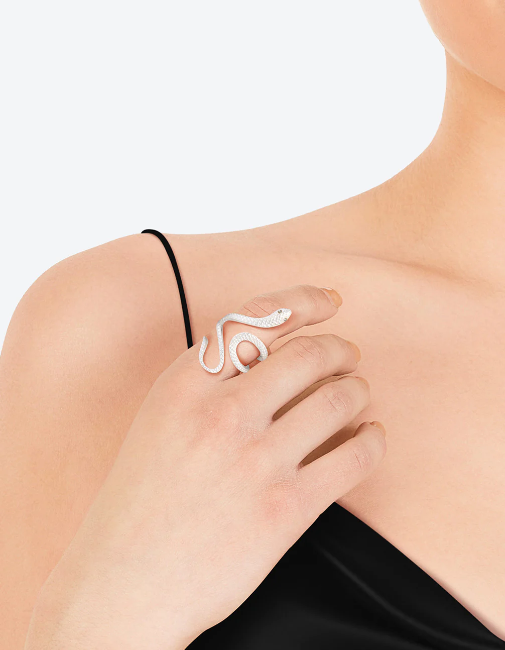 Silver Etched Snake Ring - Image 2