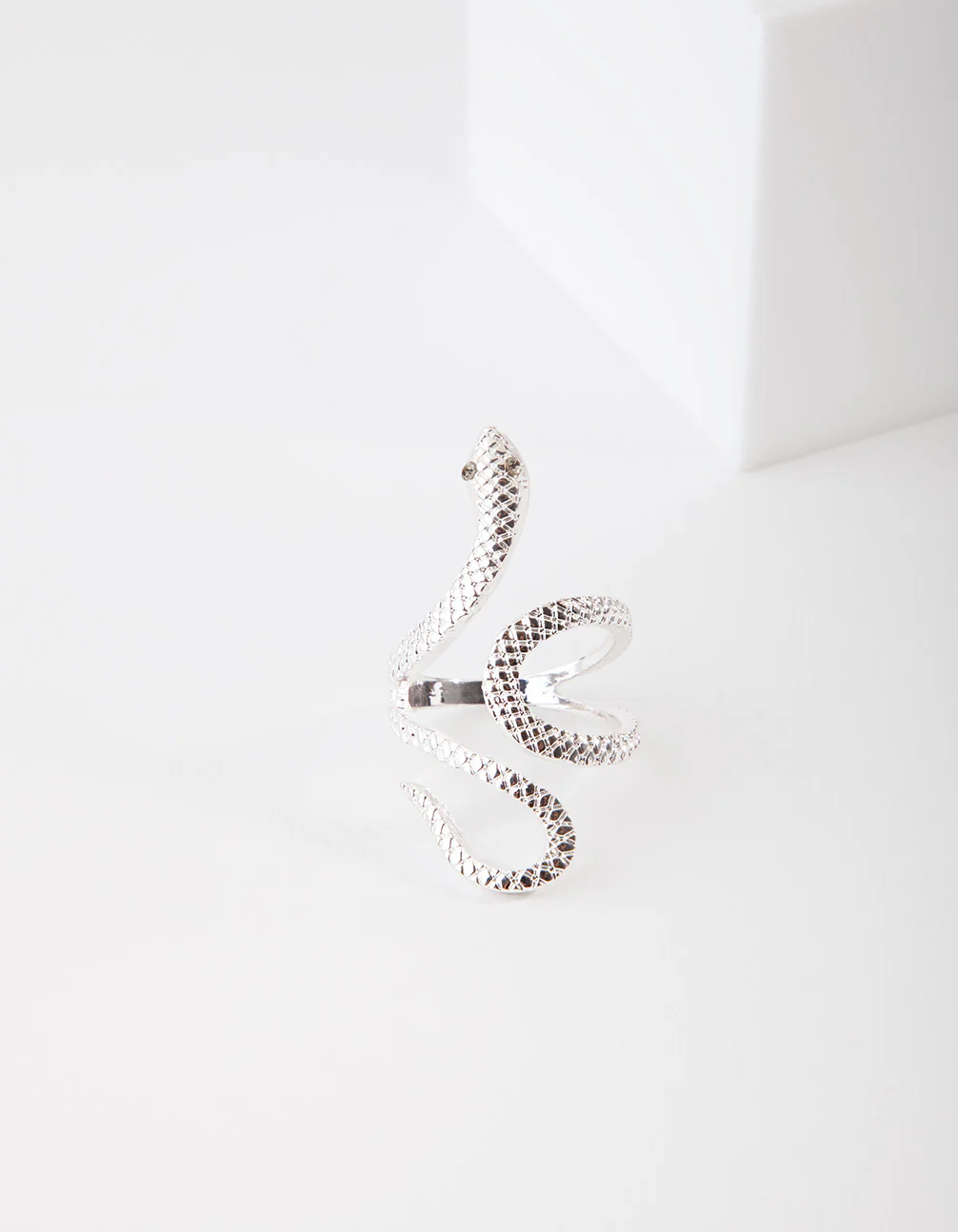 Silver Etched Snake Ring - Image 4
