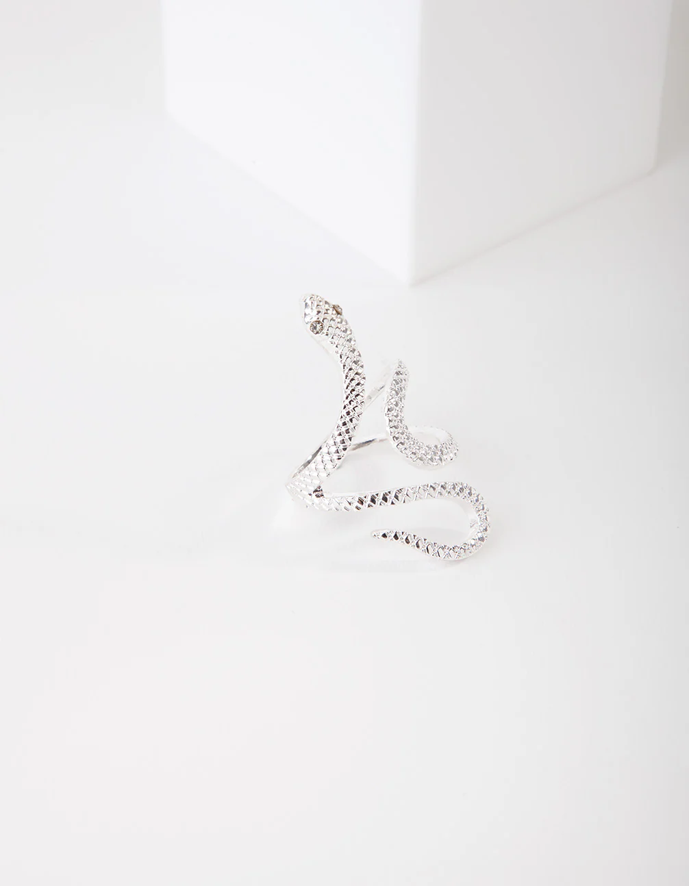 Silver Etched Snake Ring - Image 5
