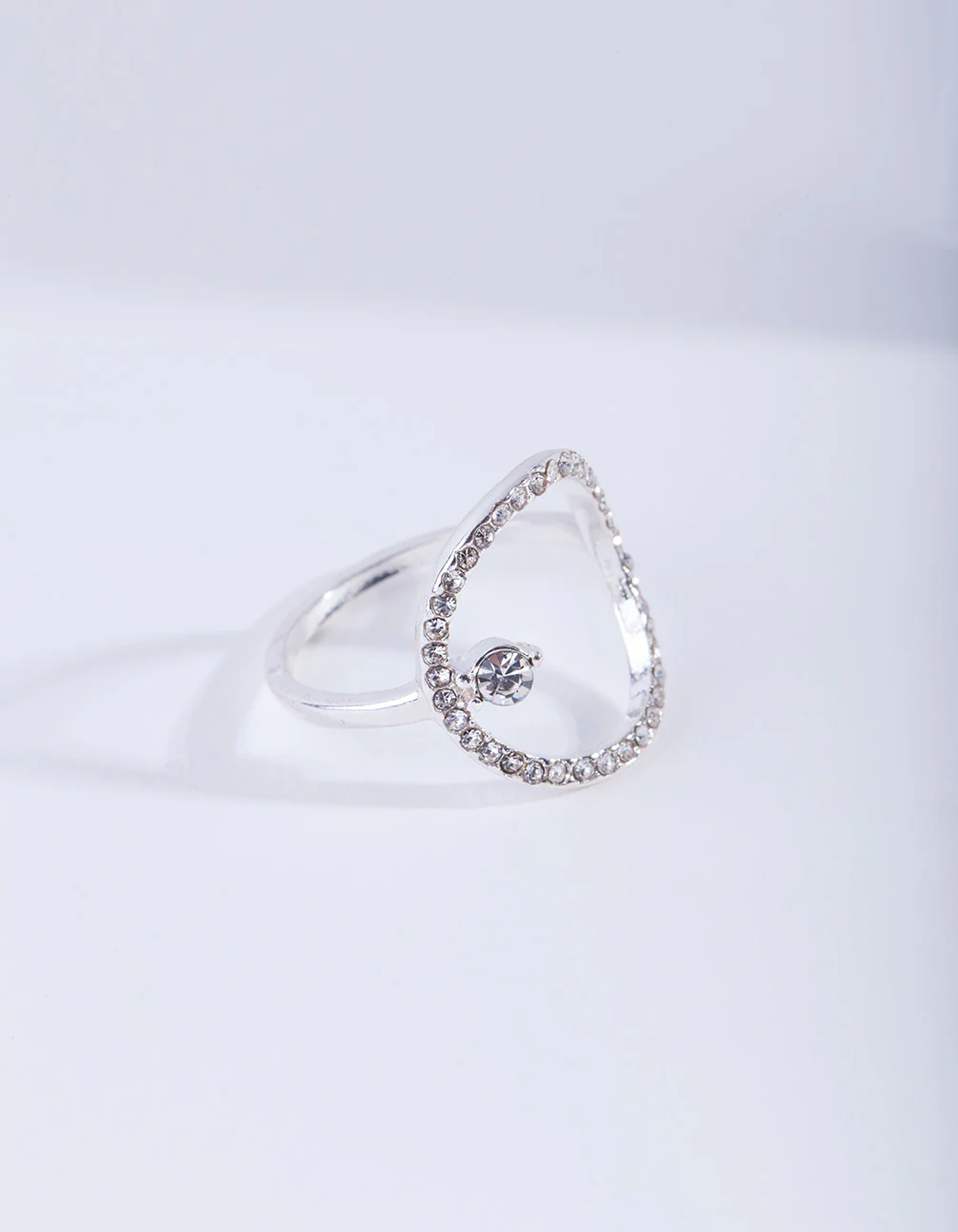 Silver Open Diamante Circle Ring - Image 2