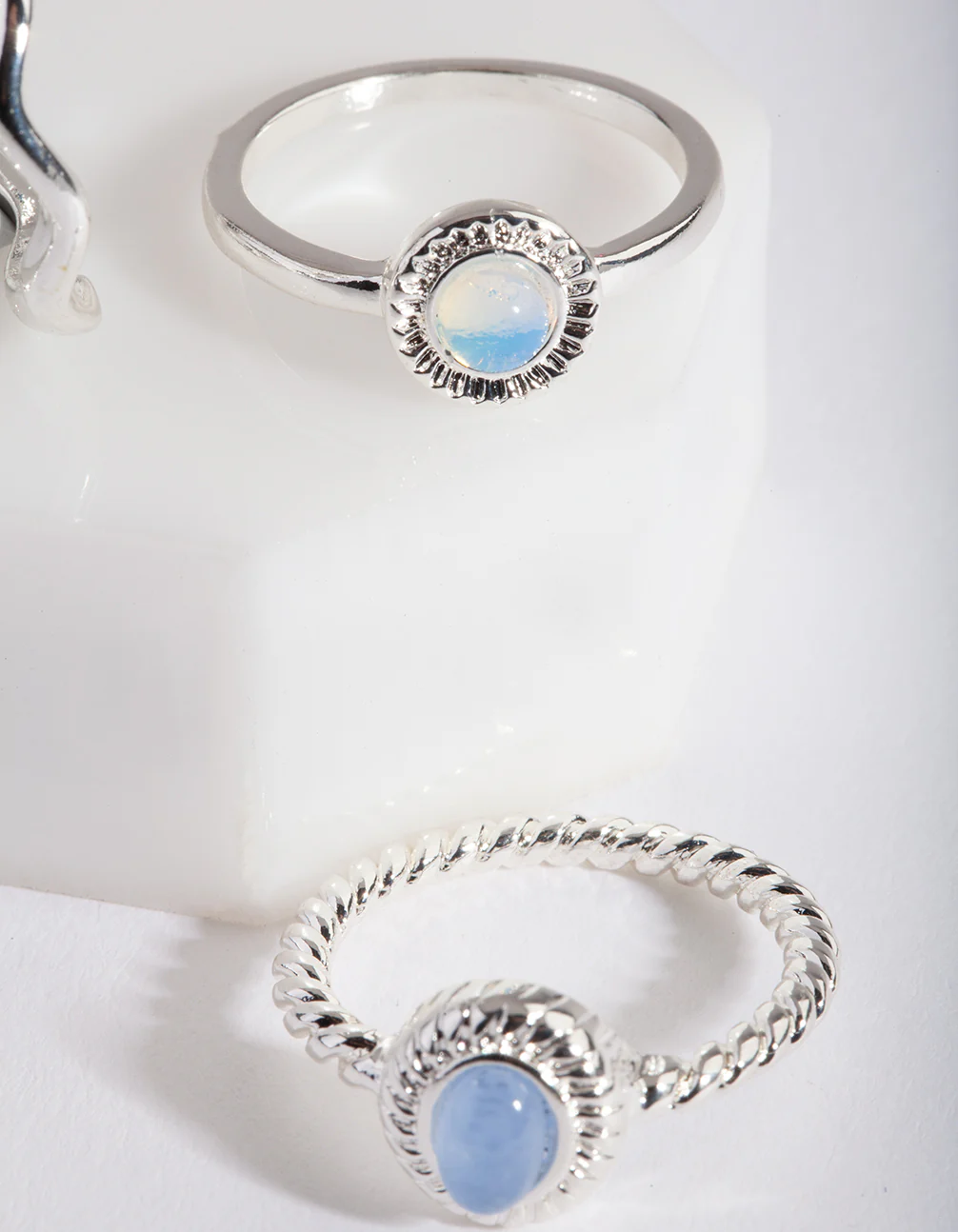 Silver Blue Stone Ring Stack - Image 2