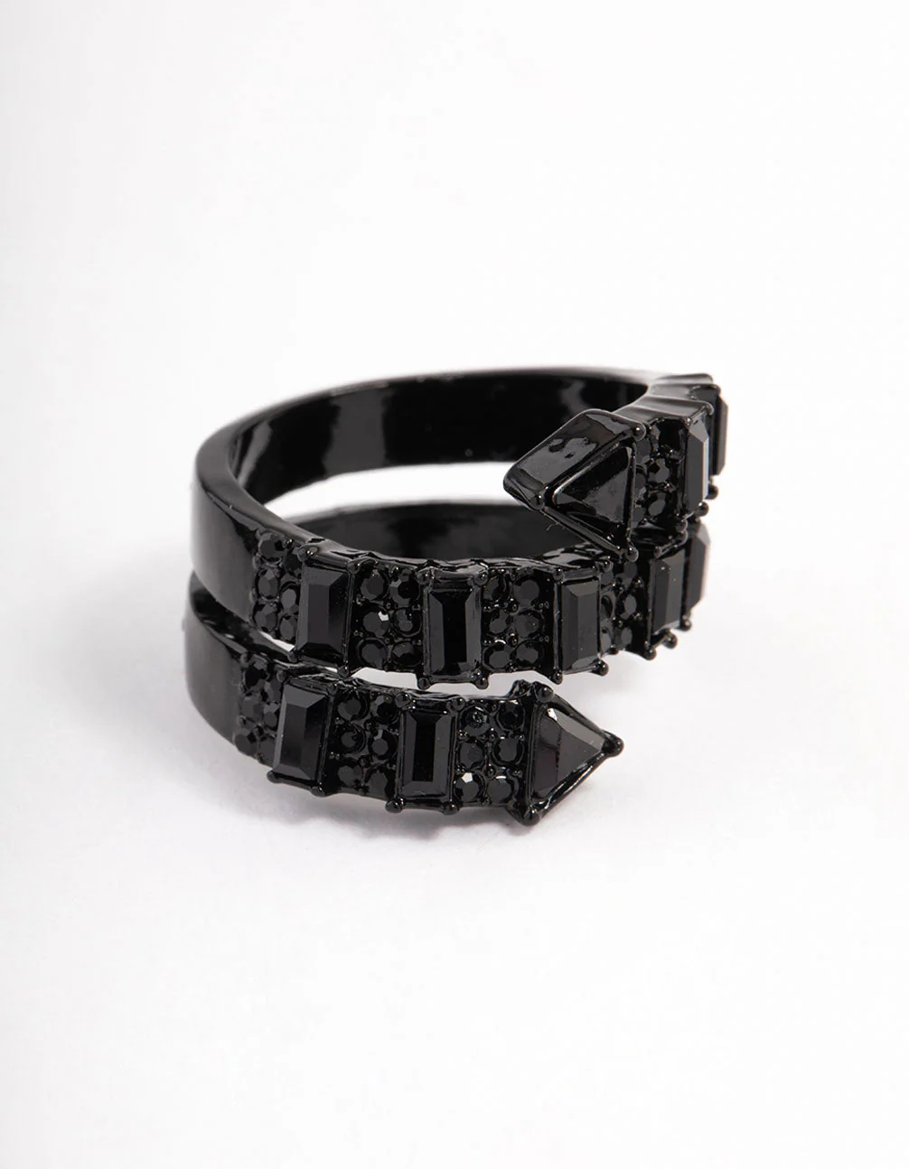 Coated Black Emerald Cut Wrap Ring - Image 2
